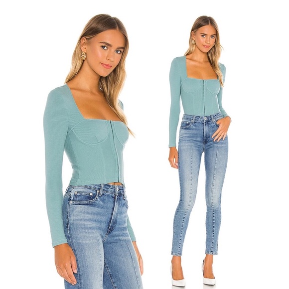 Jonathan Simkhai Shay Bustier Top Ocean Blue Green - Picture 4 of 4